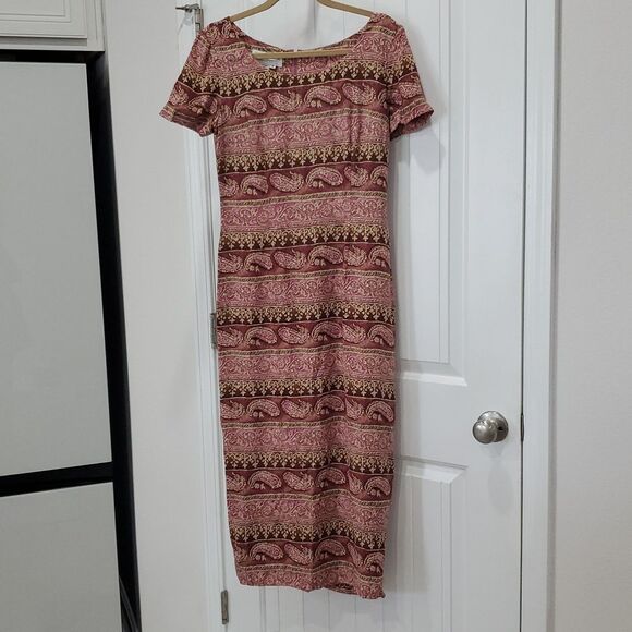 Vintage Maggy London by Kenneth Nolan 100% Silk Maxi Paisley Dress, SIZE 6 - Picture 1 of 7